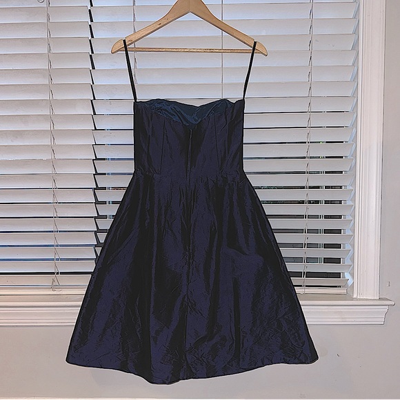 Coren Moore - Navy Strapless Silk Cocktail Dress - Picture 4 of 5